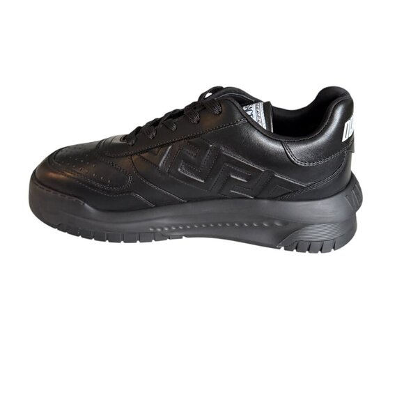 Versace 1008124, Mens Greca Black Leather Low Top Logo Sneakers EU 40, 45.5, 46 - Picture 5 of 13